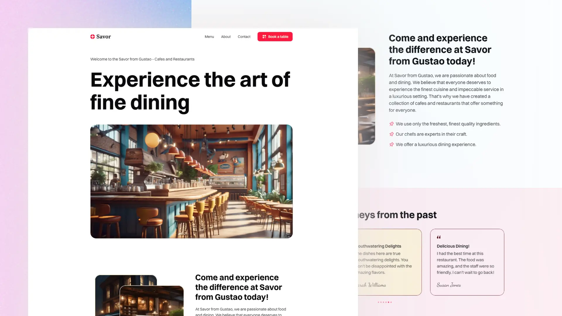 A Framer website template for local restaurants and cafes to begin their online presence.