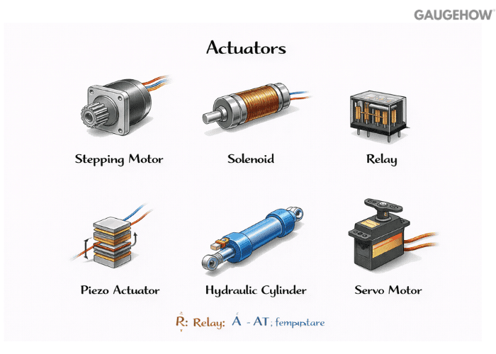 Actuator types stepping motor solenoid servo