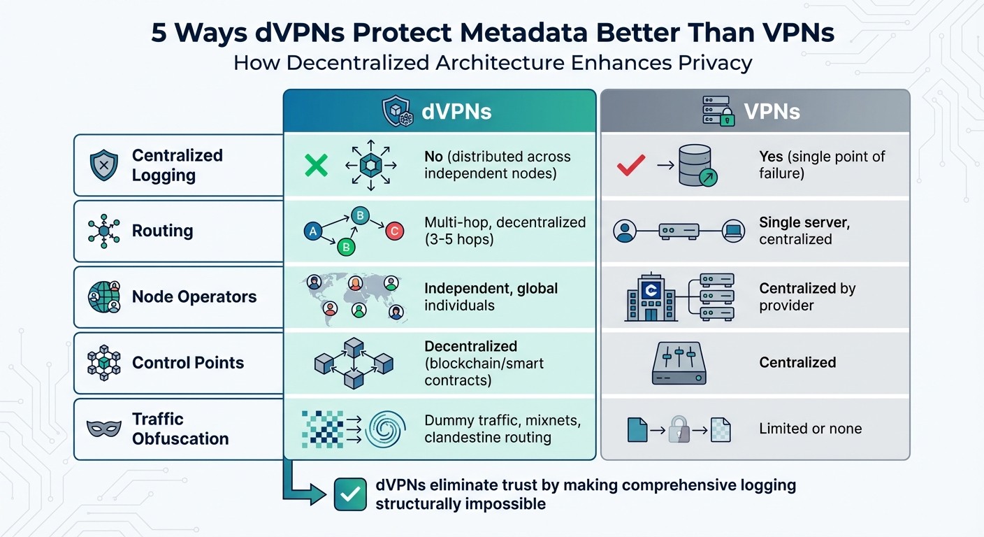 dVPN vs VPN Metadata Protection Comparison