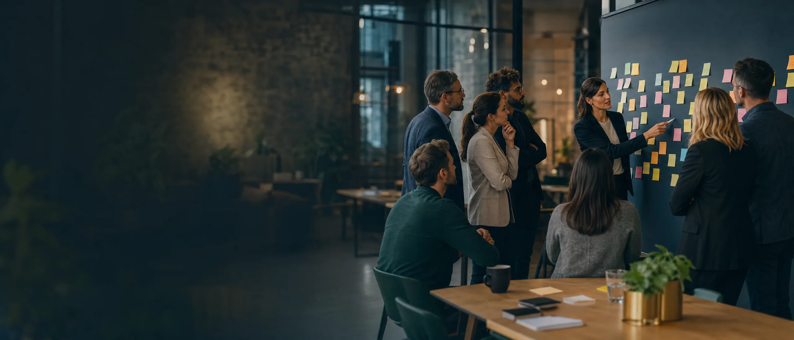 Workshop zur Prozessanalyse mit Haftnotizen (KI-generiert)