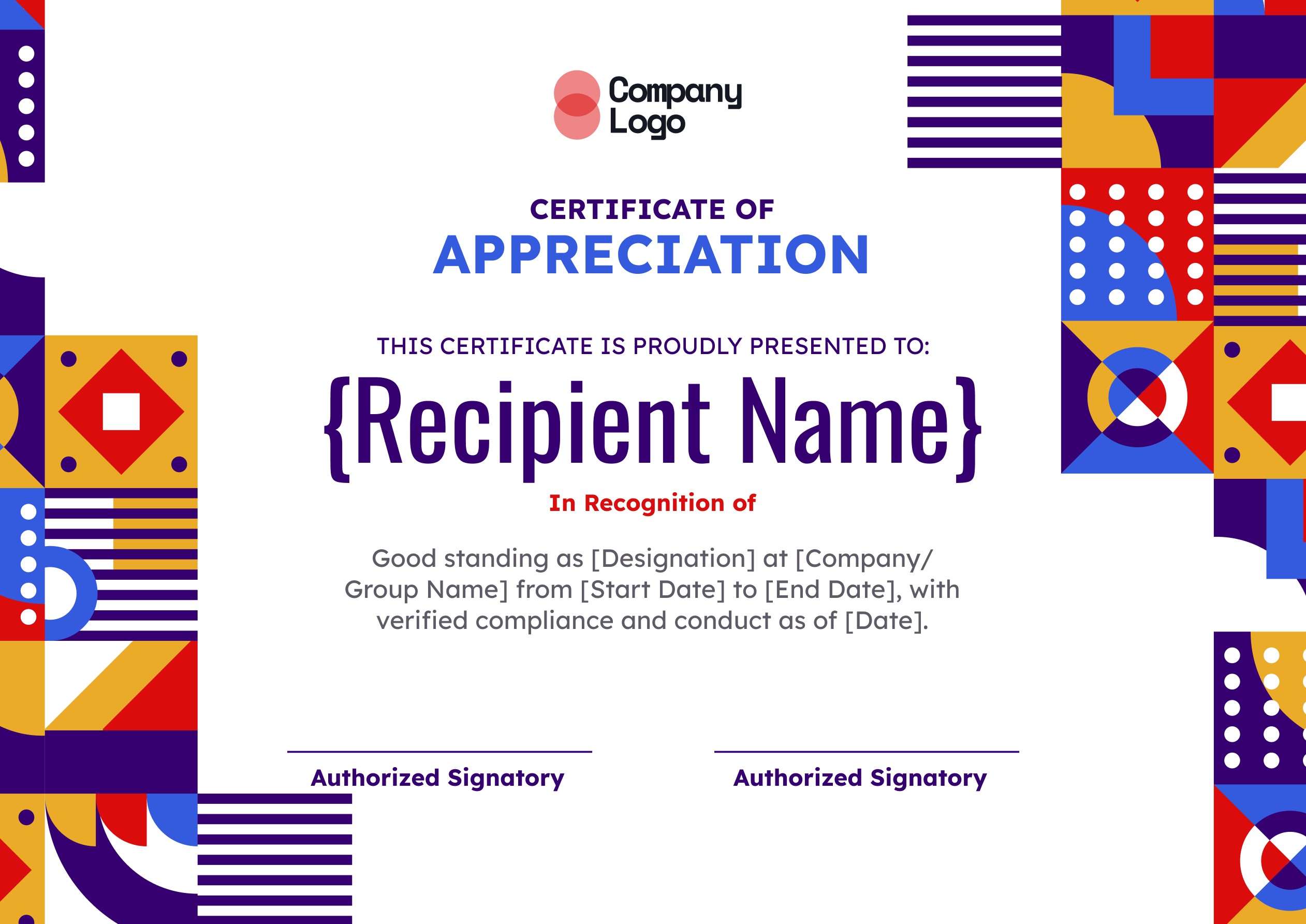 Wauld - Validated and professional certificate of good standing template