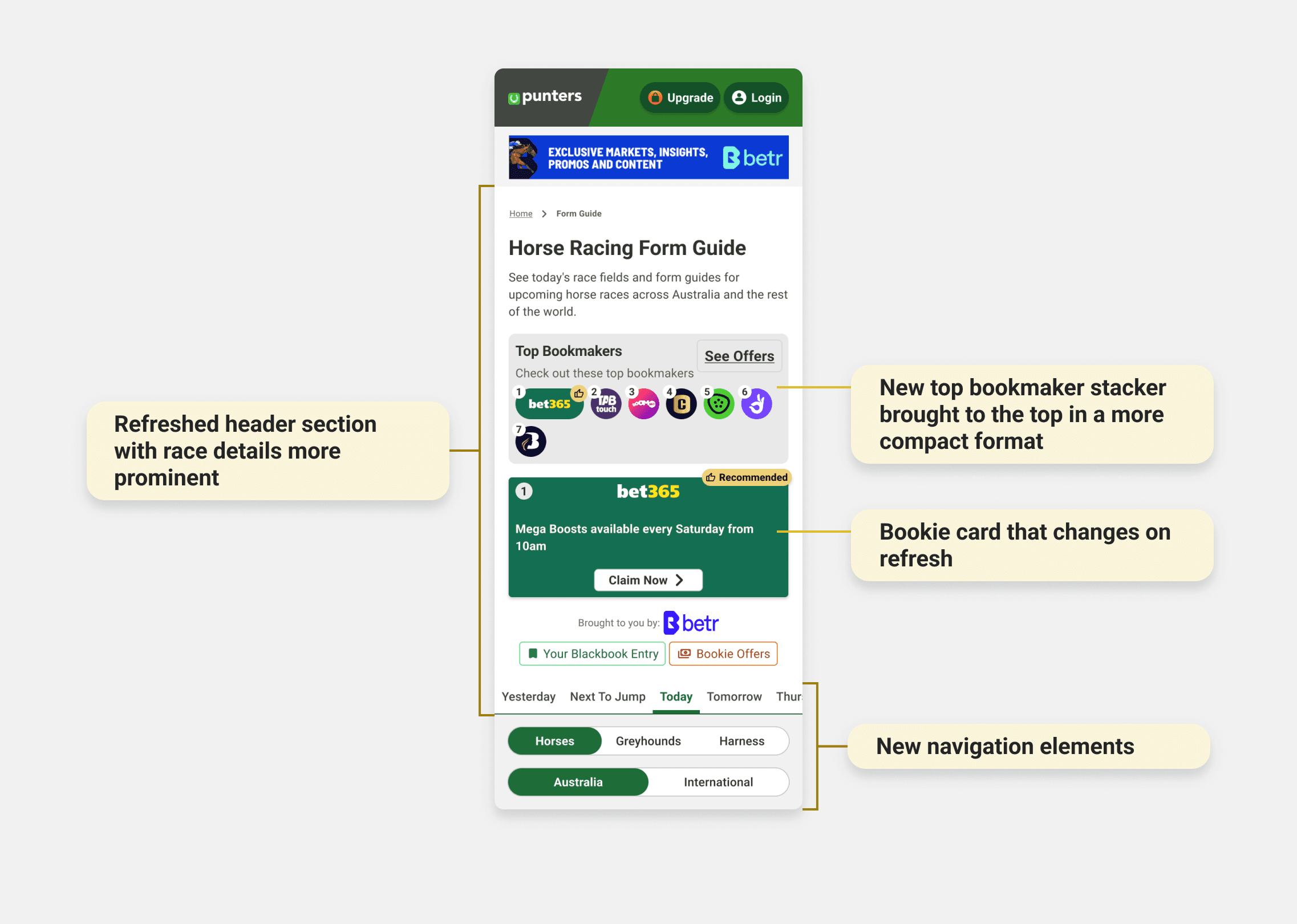 Example of the bookie stacker update on mobile