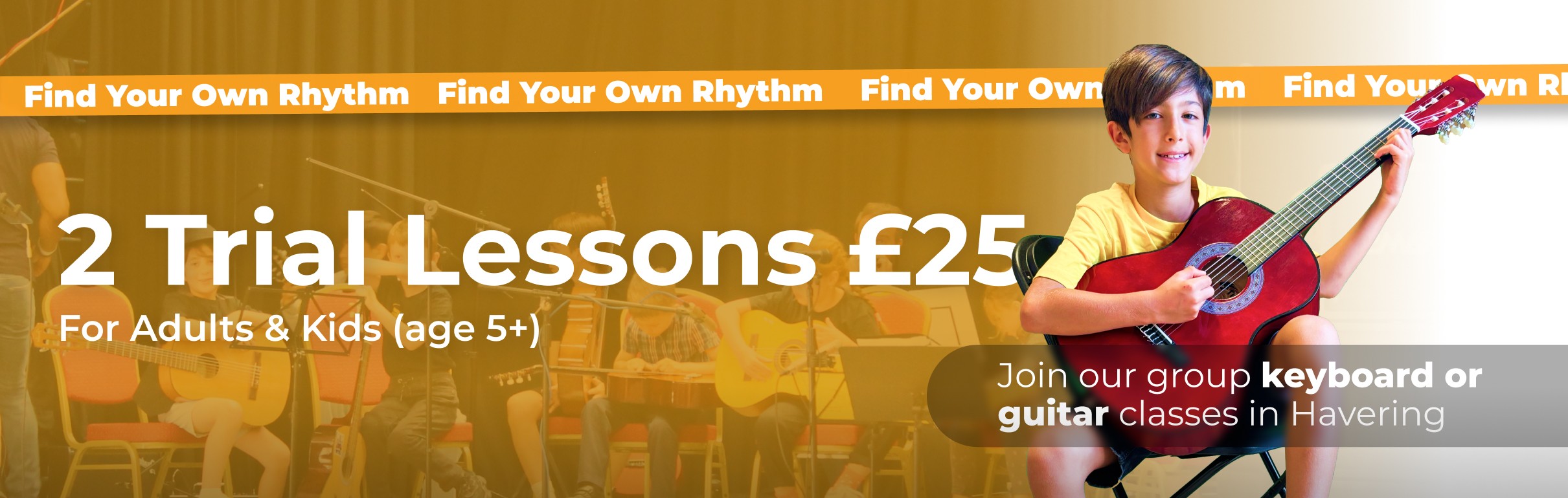 Focus Music Music advertising banner for two trial lessons for £25