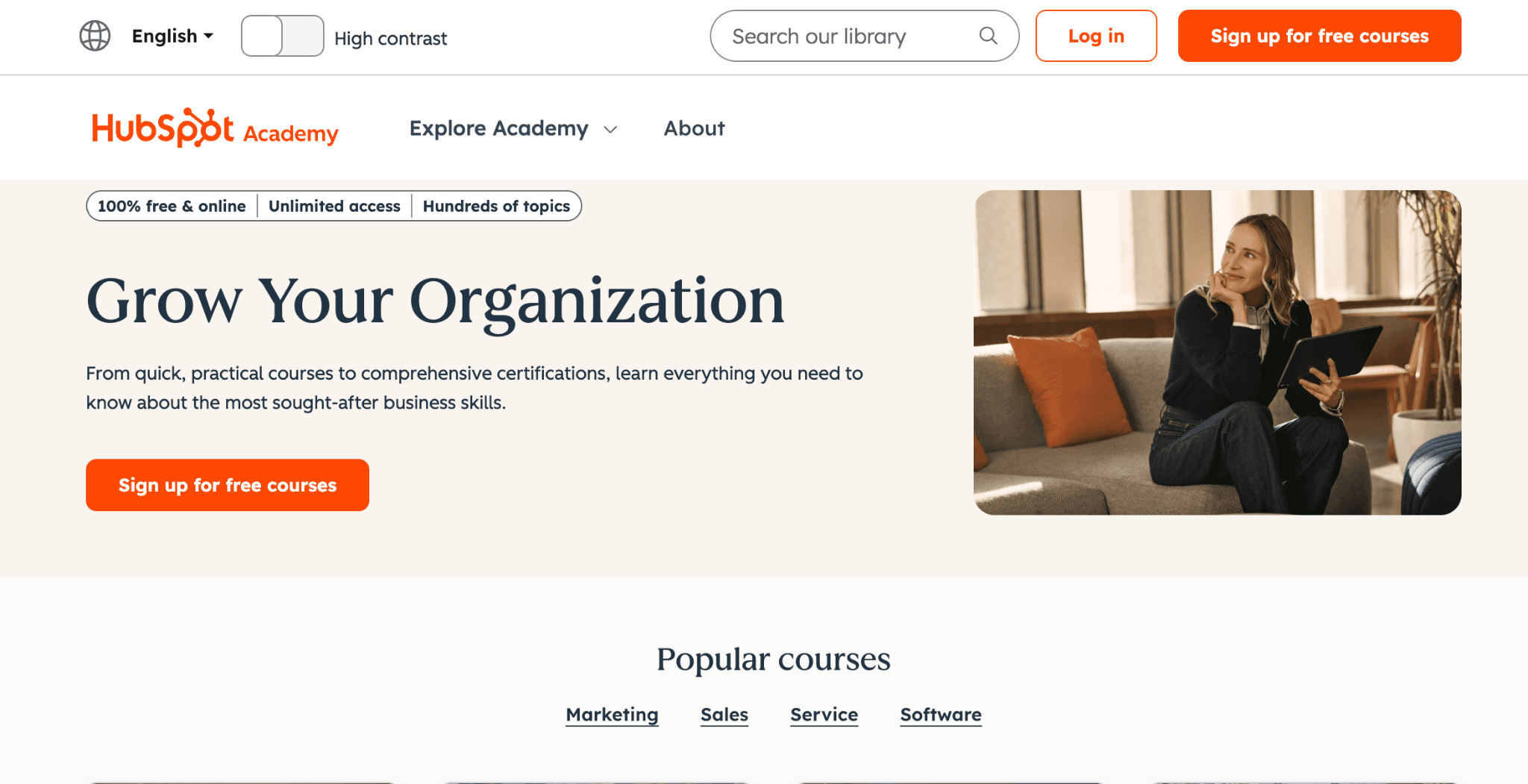 hubspot academy homepage