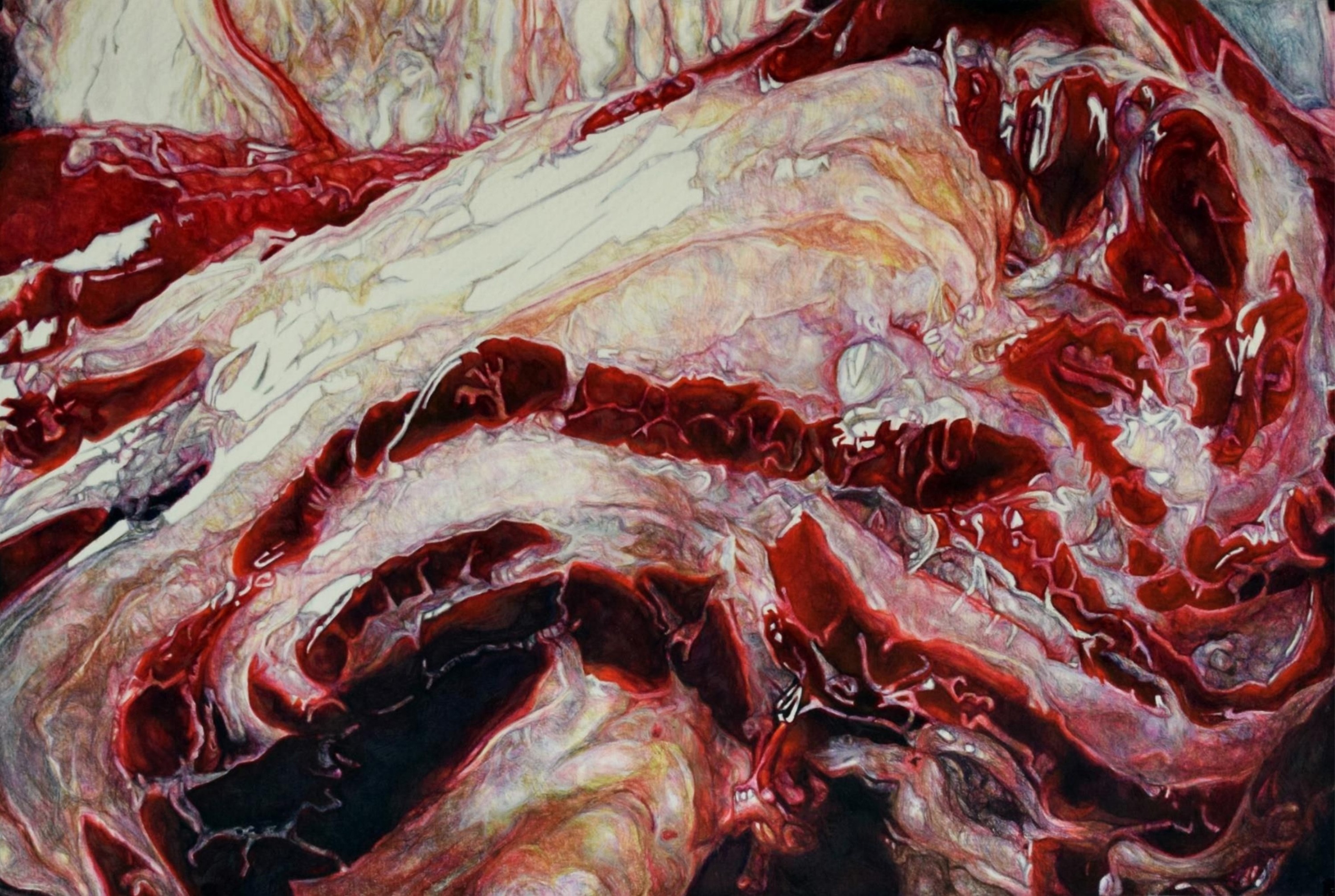 herd of sheep on road painting