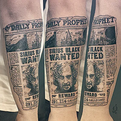 Tatouage pop culture Harry Potter par Julien Joolz — Grinoir Tattoo