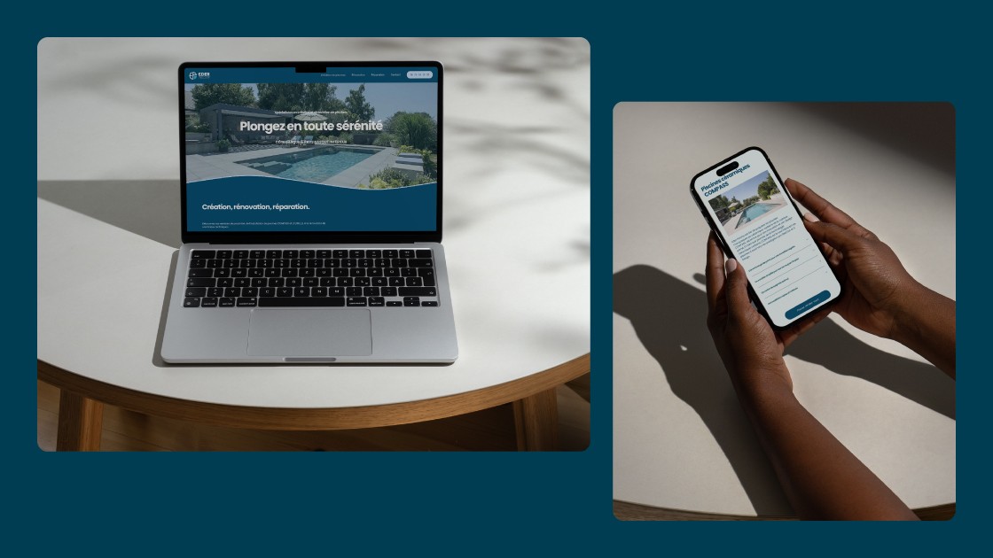 Site internet Eder Piscine sur ordinateur et téléphone mobile