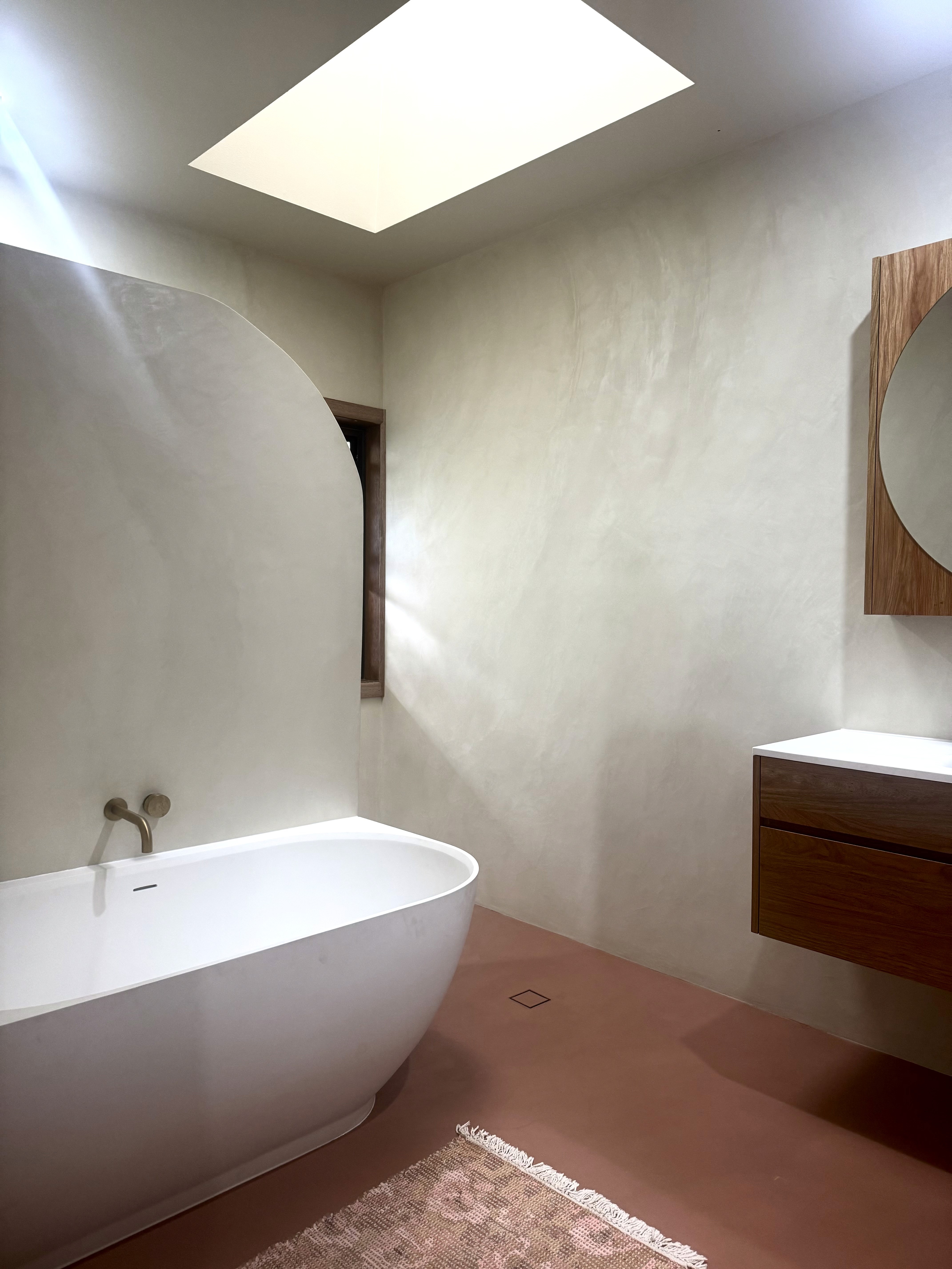 microcement floor and walls in bathrooom