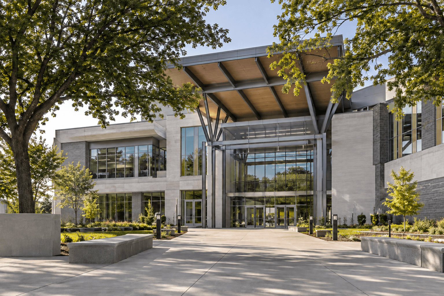 Contemporary commercial building entrance