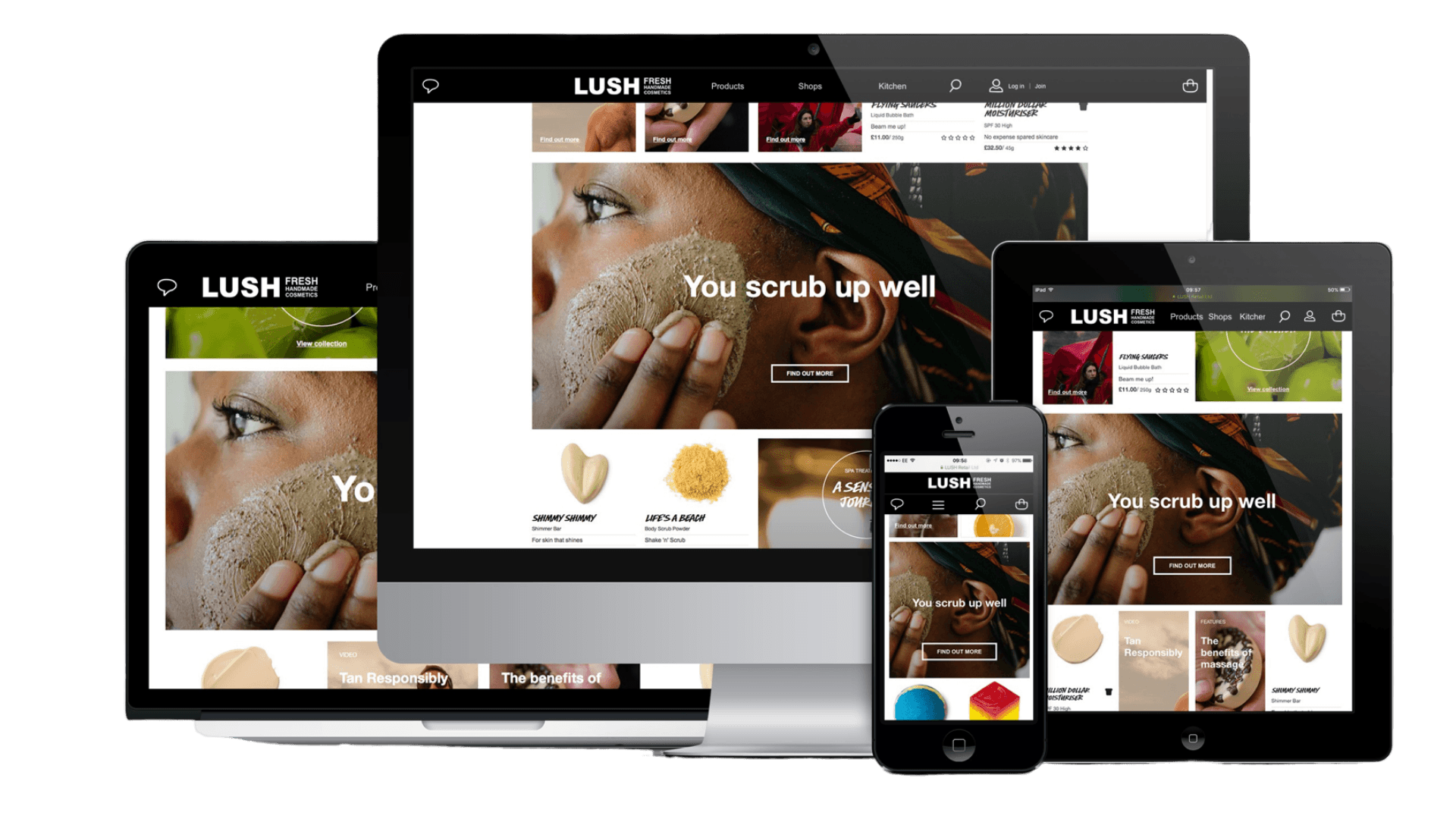 The Lush website on various devices