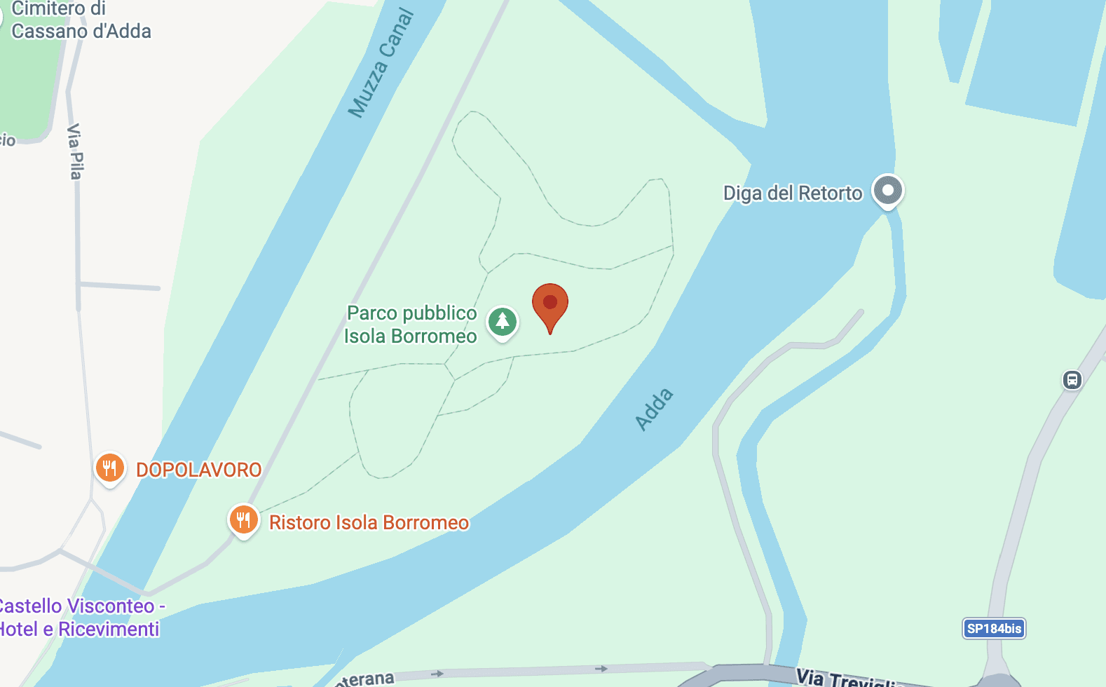Screenshot mappa di google maps - luci sul fiume