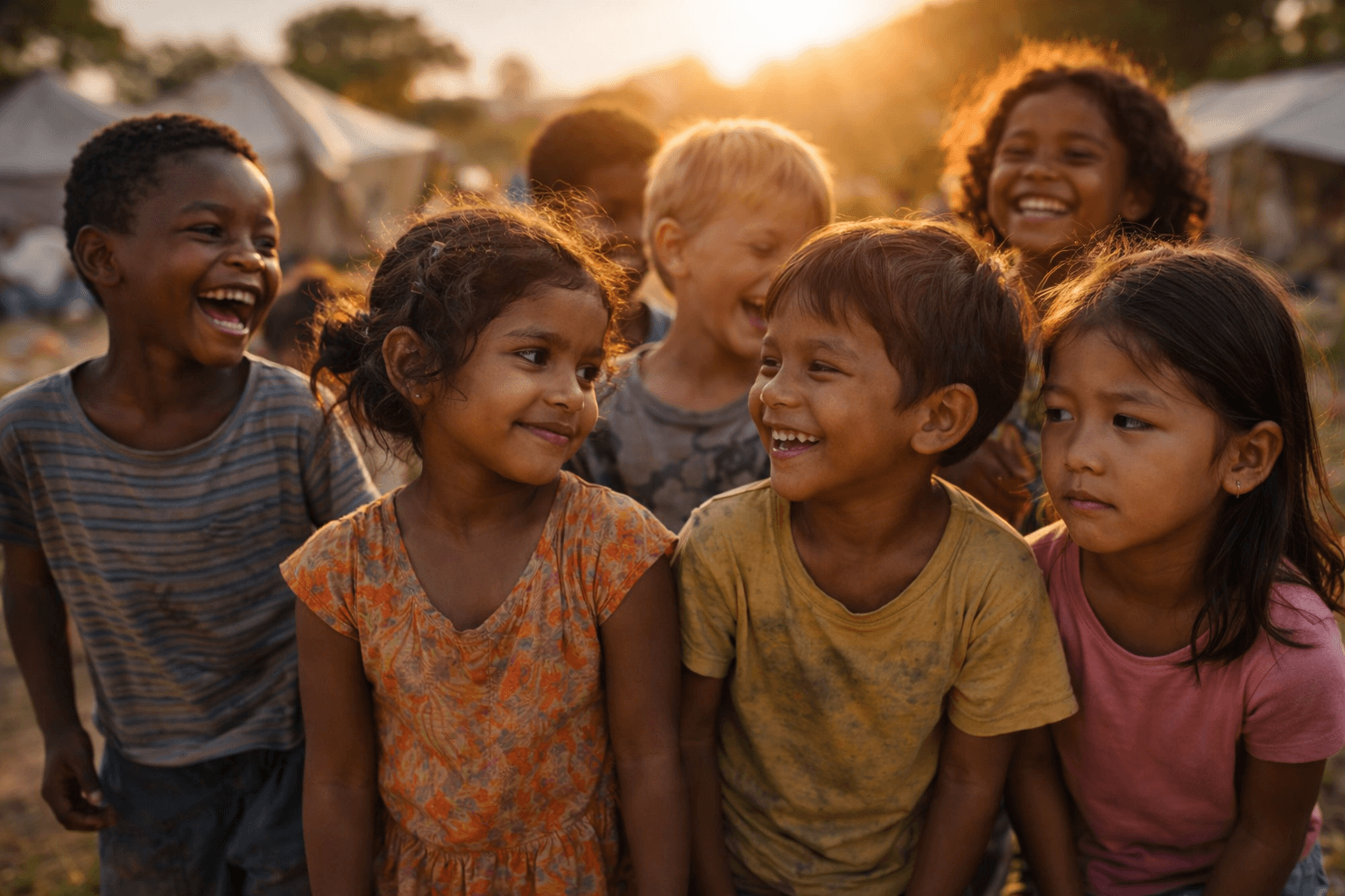 seven children smiling 