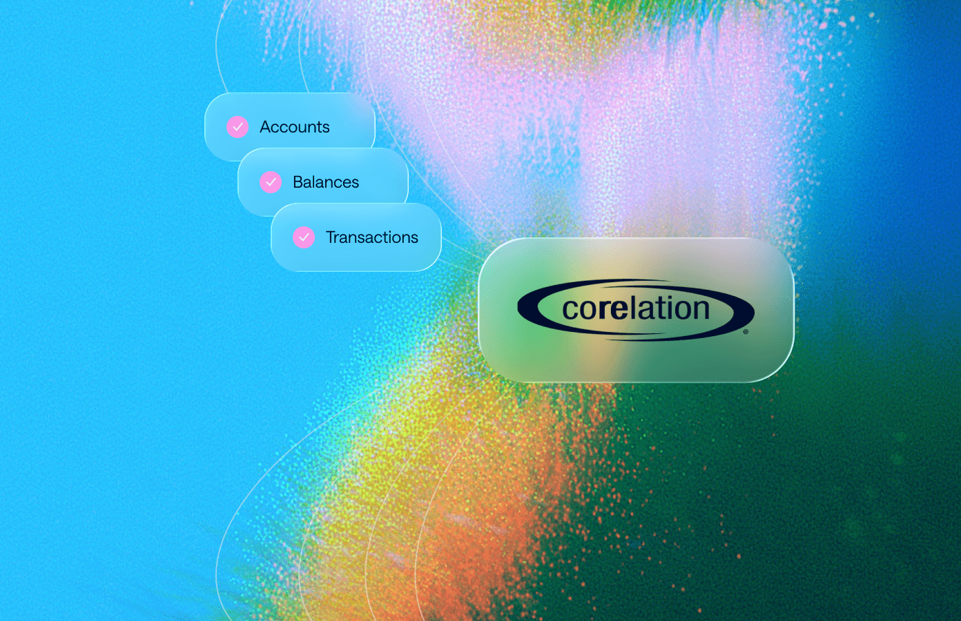 Abstract hero image showing a dynamic wave of orange and blue particles on a gradient background.