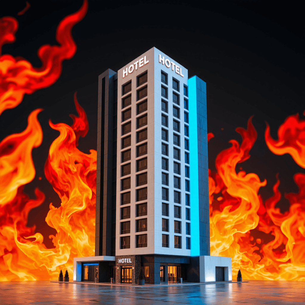 product photography of a modern hotel building
