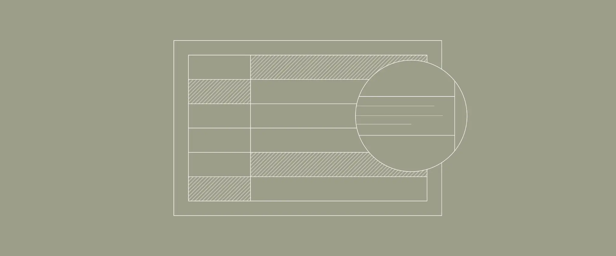 Abstract grid with magnifying glass detail