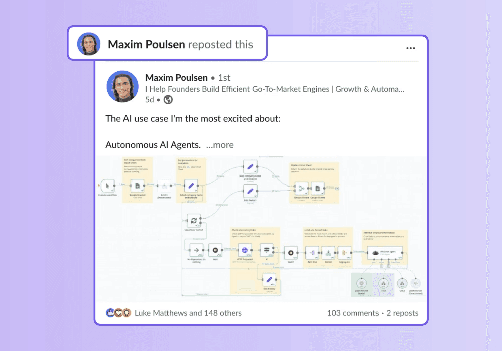An example of a LinkedIn user reposting their older post to further boost its engagement