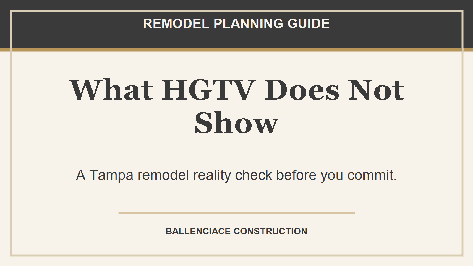 Editorial remodel planning graphic for HGTV remodel reality in Tampa Bay