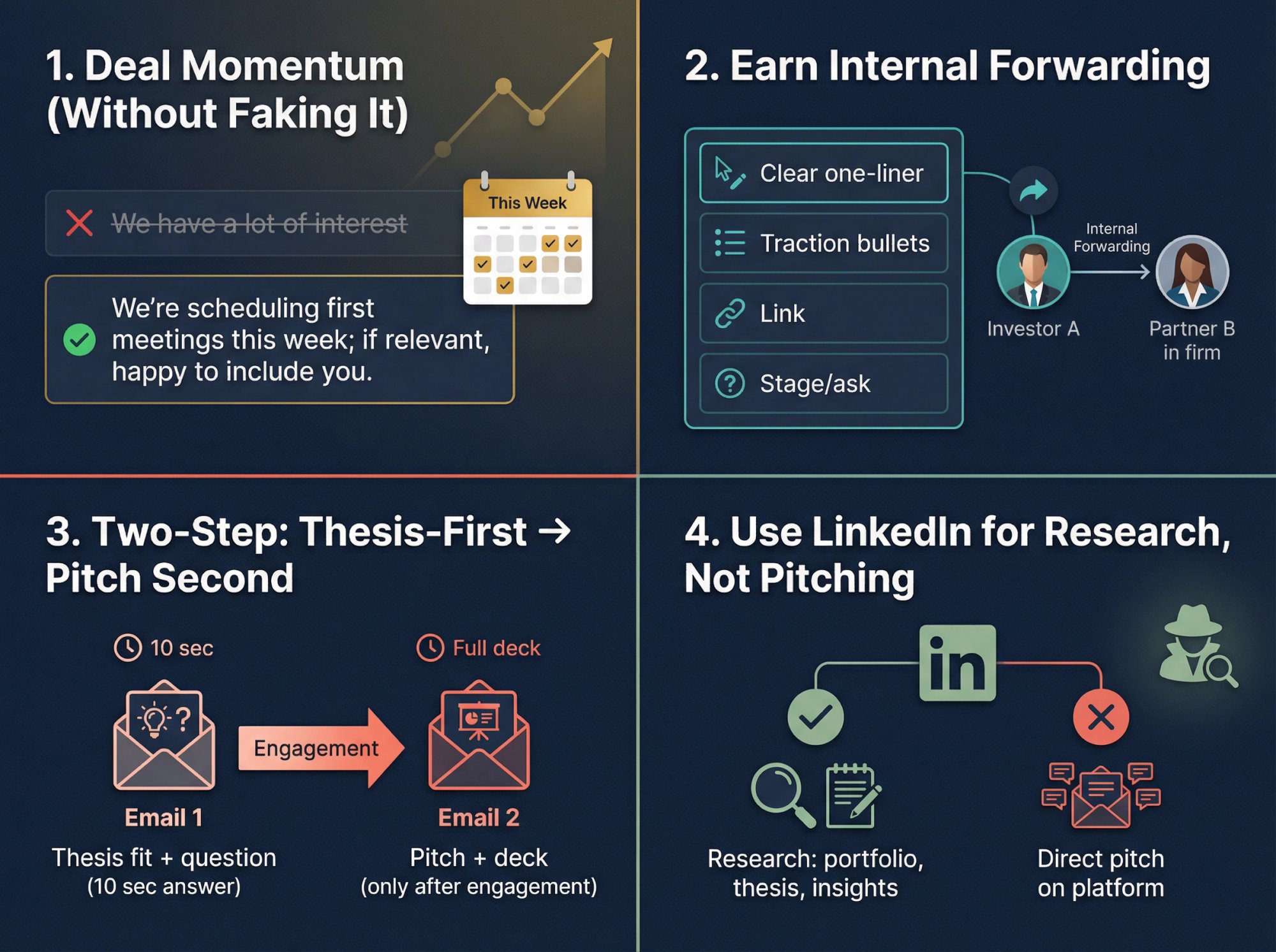 Four tactical playbooks for increasing investor cold email reply rates with strategic examples