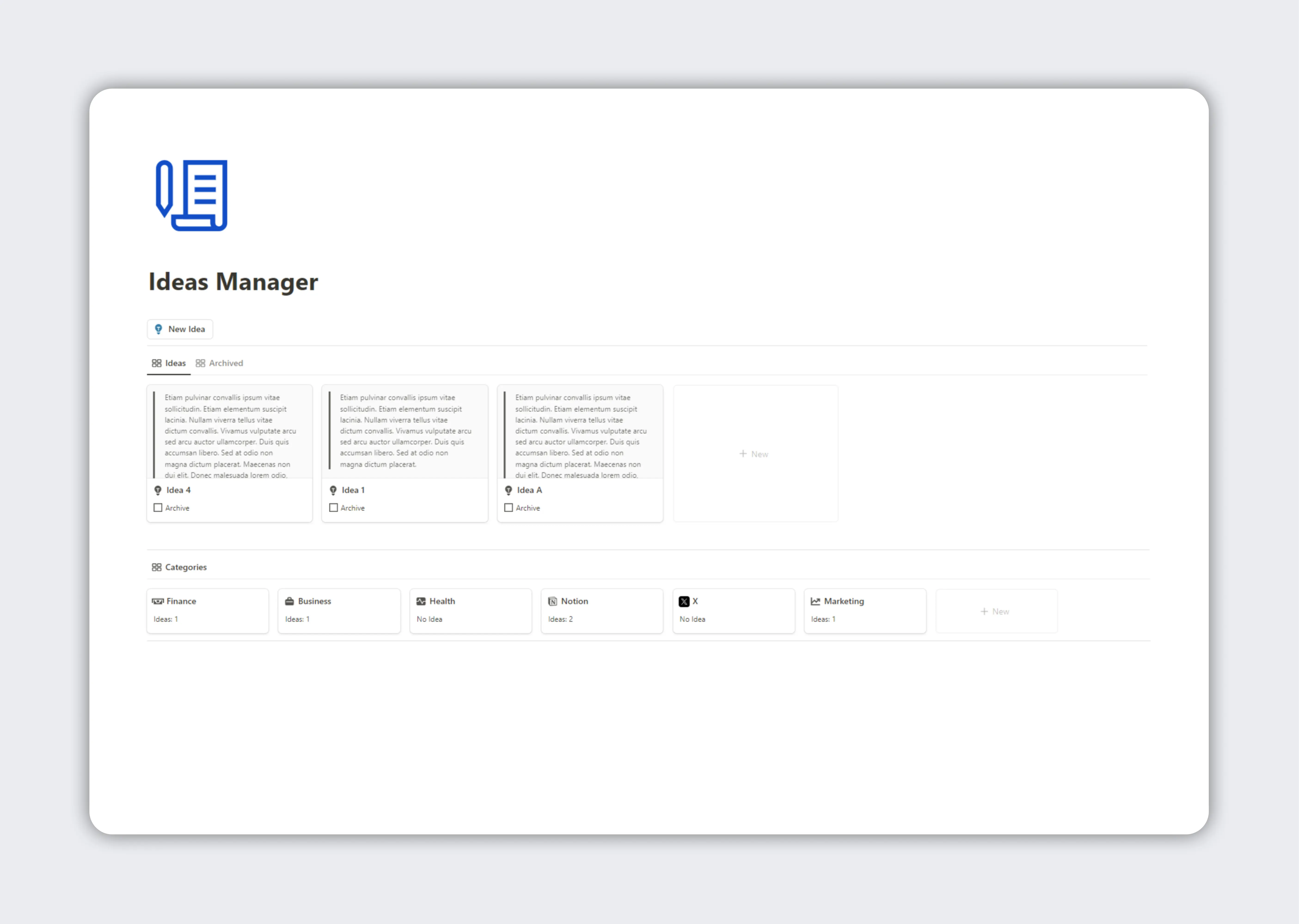 Notion Ideas Manager