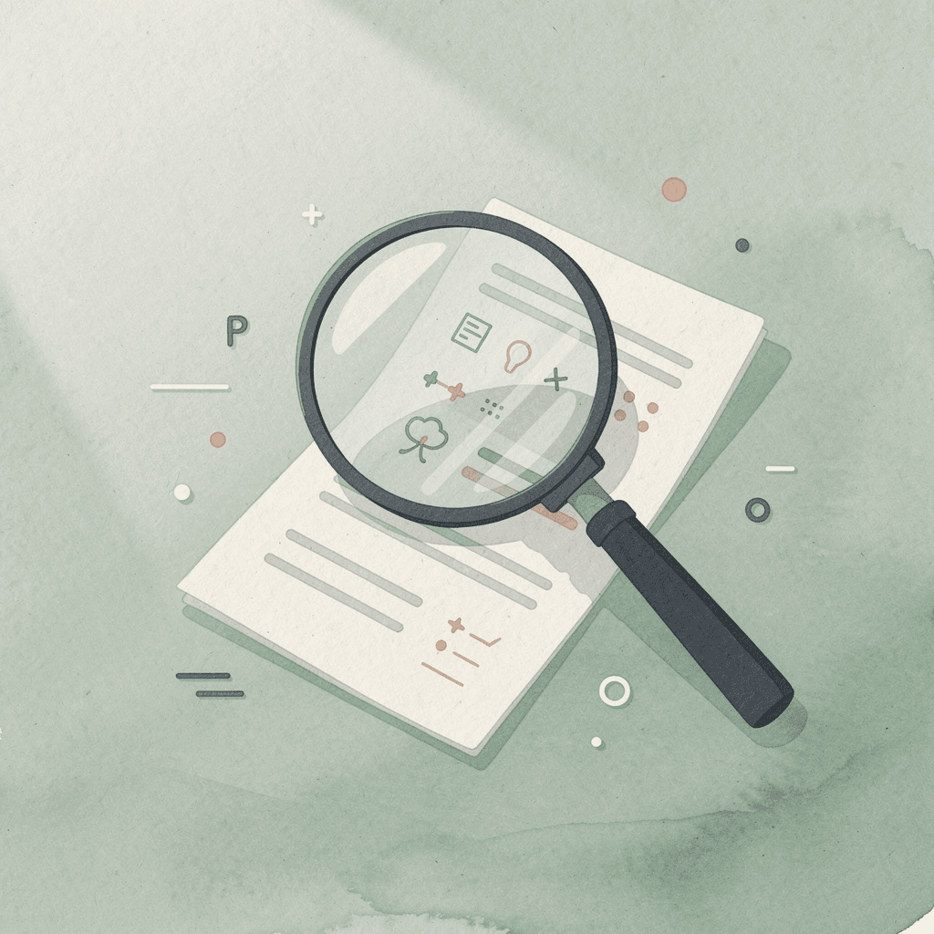 Scene of a magnifying glass examining scattered money and documents representing unclaimed fund search