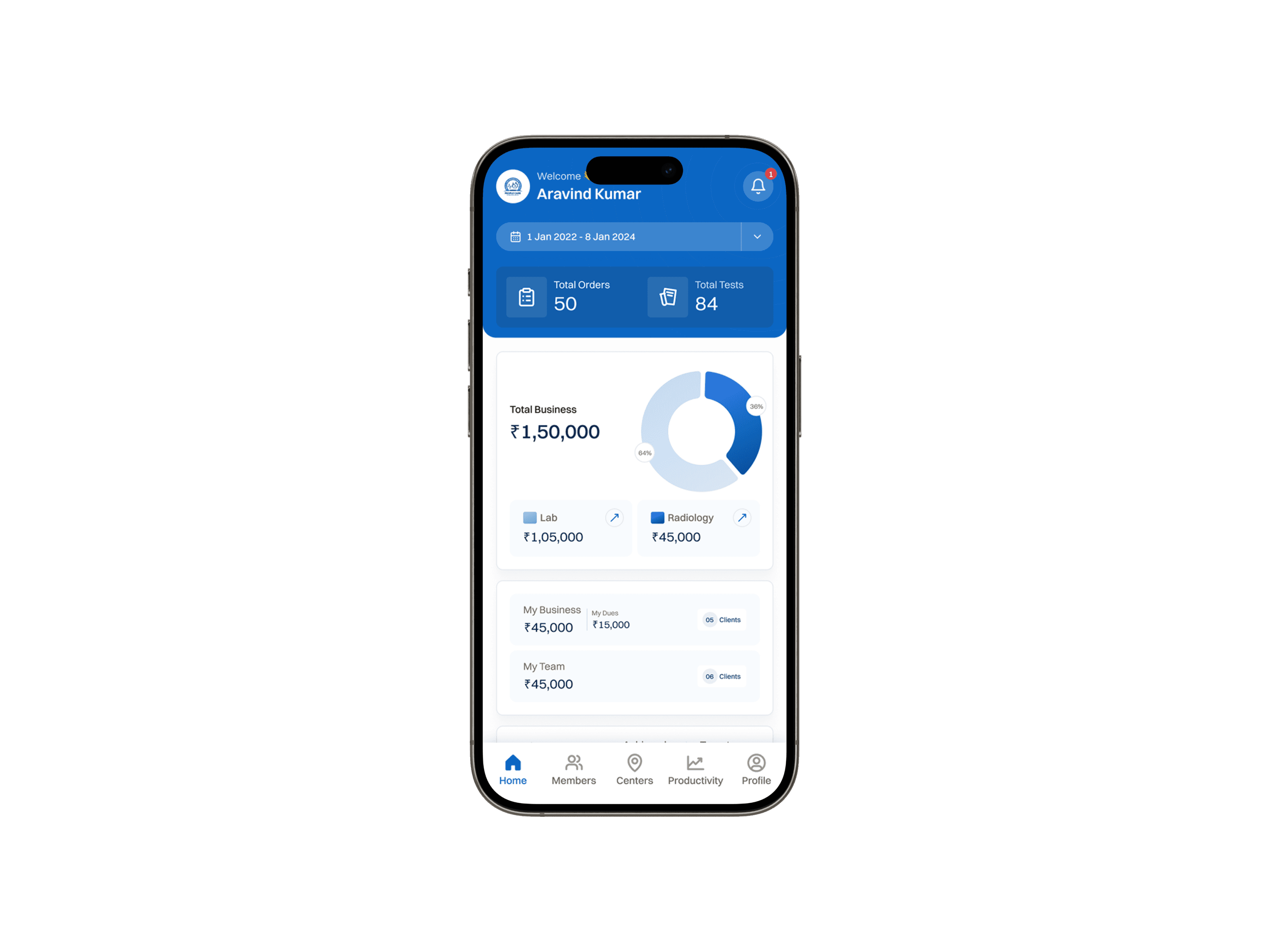 UI screen in mockup for mobile