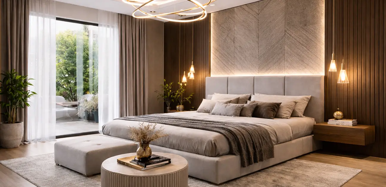 Ανακαίνιση υπνοδωματίου με σύγχρονο design, κρυφό φωτισμό και πολυτελή υλικά υψηλής αισθητικής