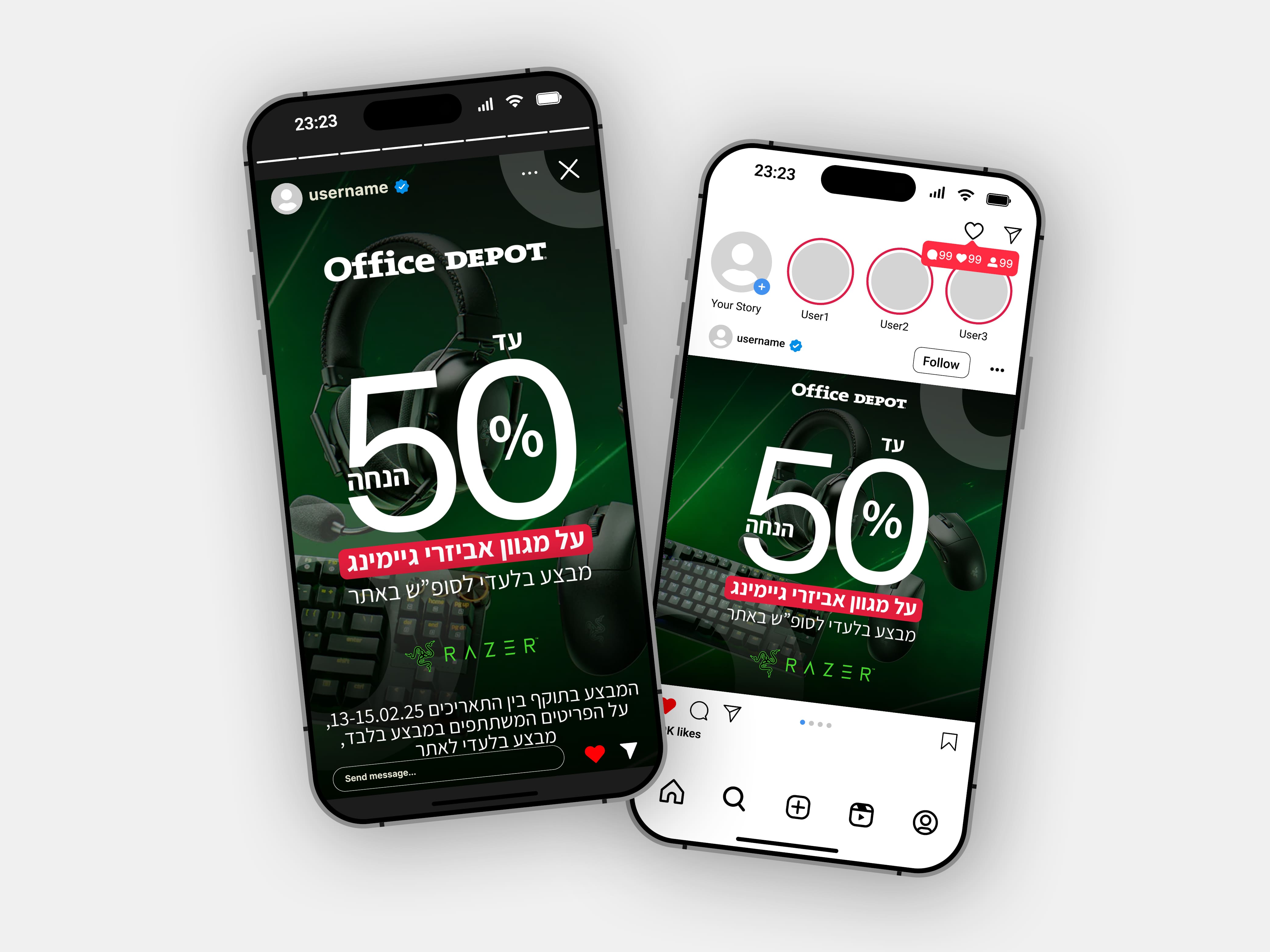 phone mockup of razer post 50% off sale