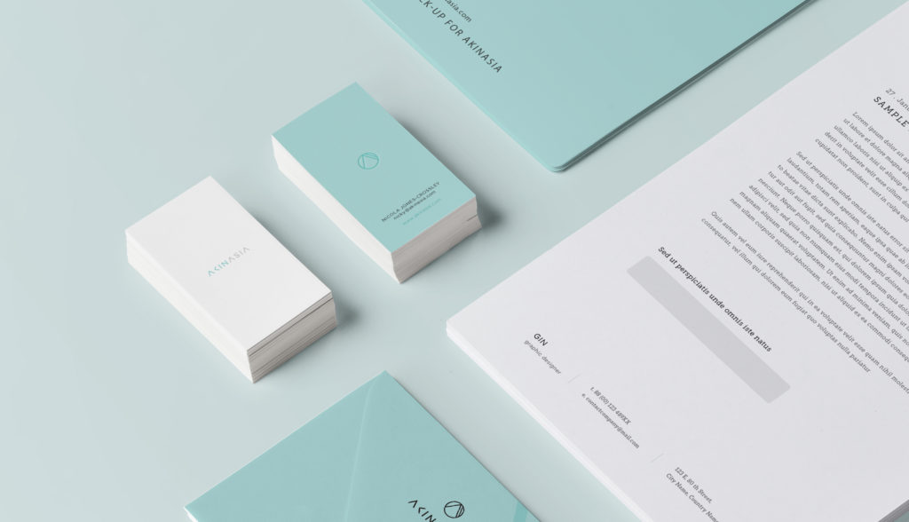 Business cards of AKINASIA by Suzaku Productions