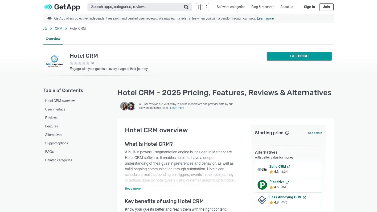 GetApp (Hotel CRM category)