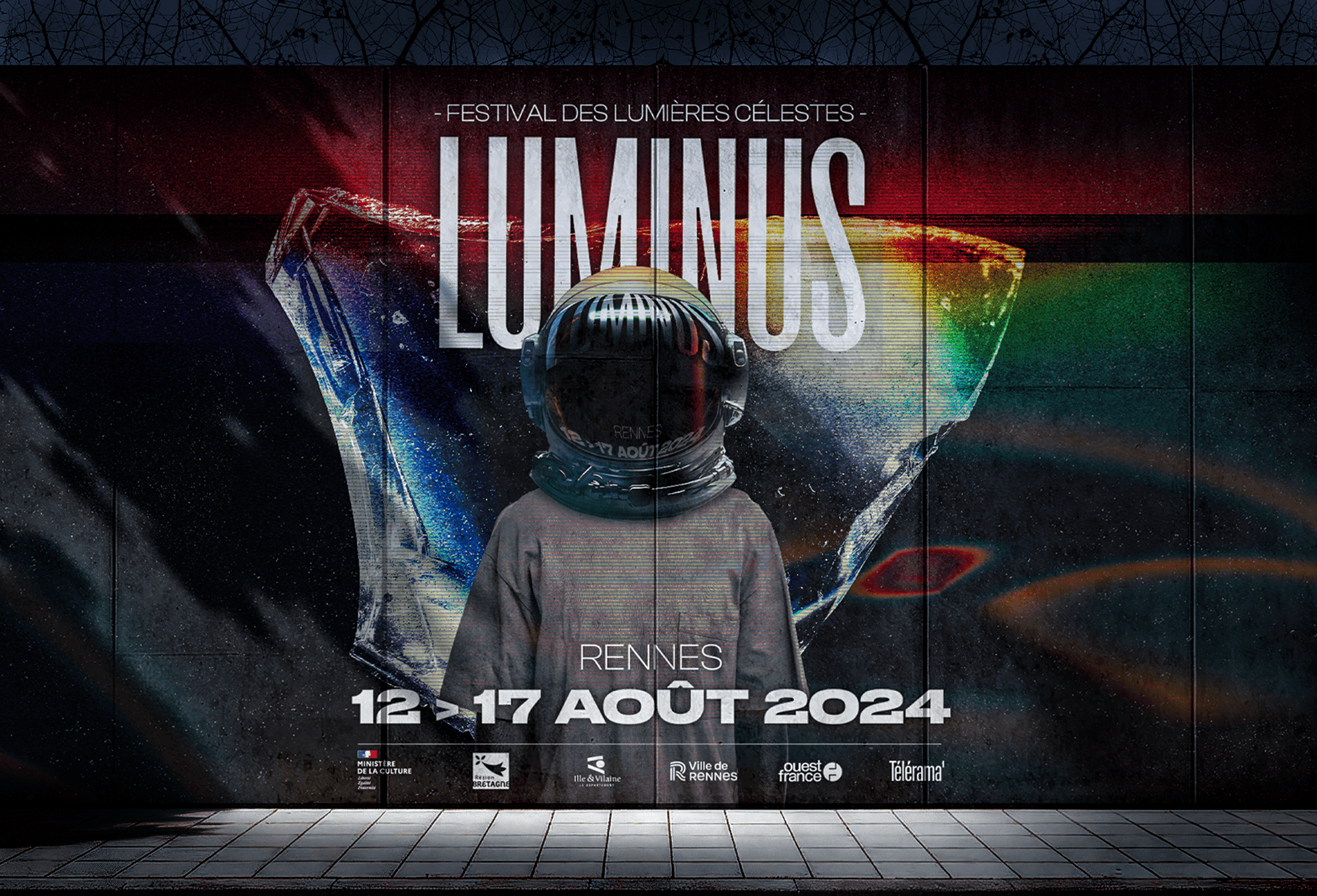 Affiche grand format du festival Luminus, création graphique et direction artistique.