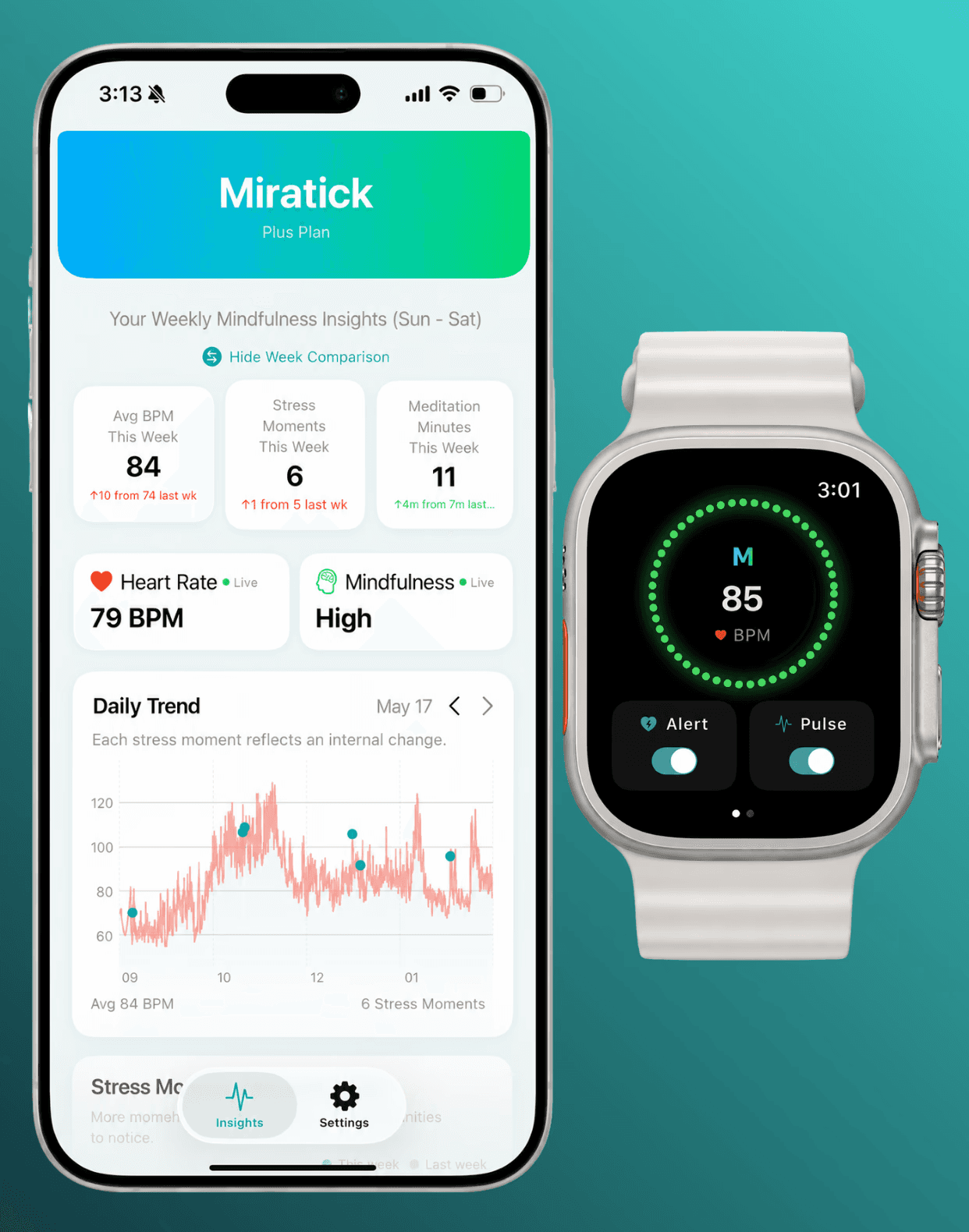 Miratick phone and watch apps