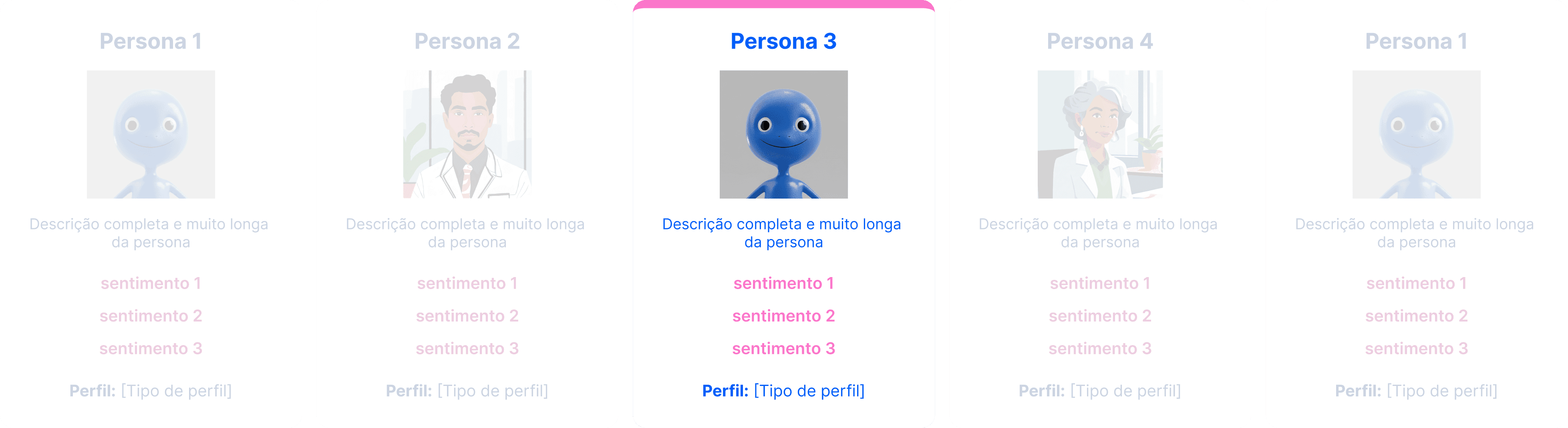 Três celulares mostrando telas do aplicativo