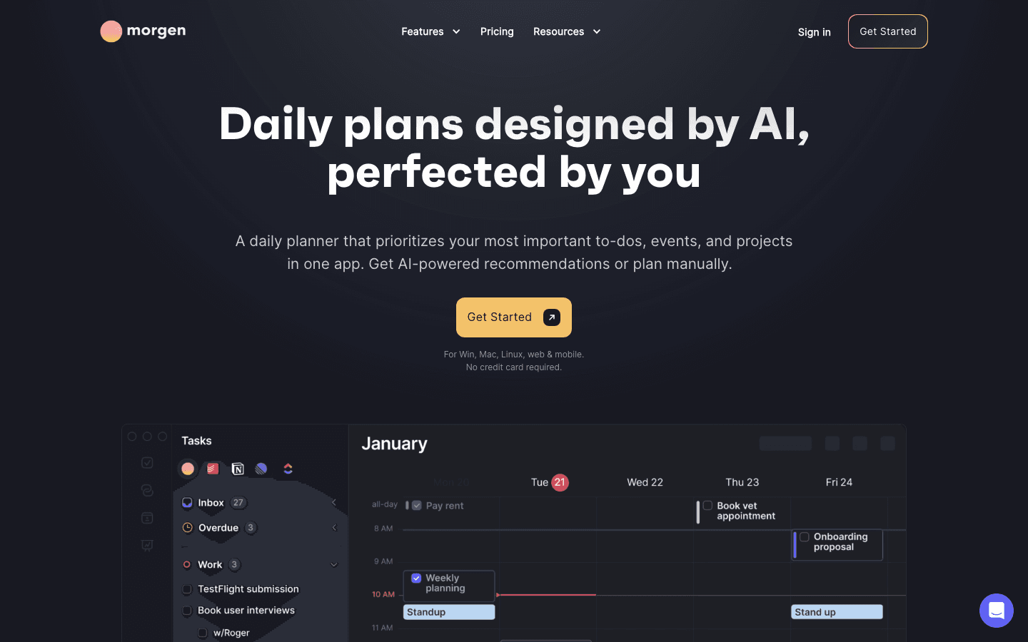Morgen website screenshot
