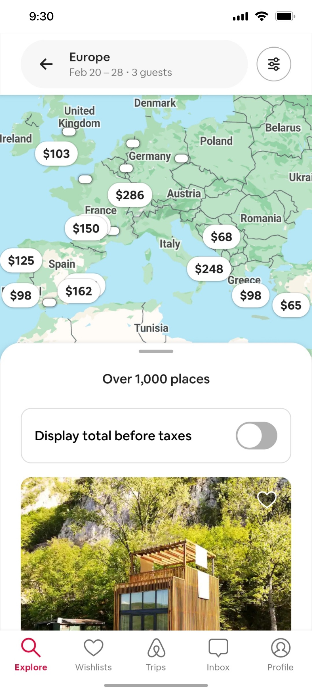 Airbnb Search location Screen
