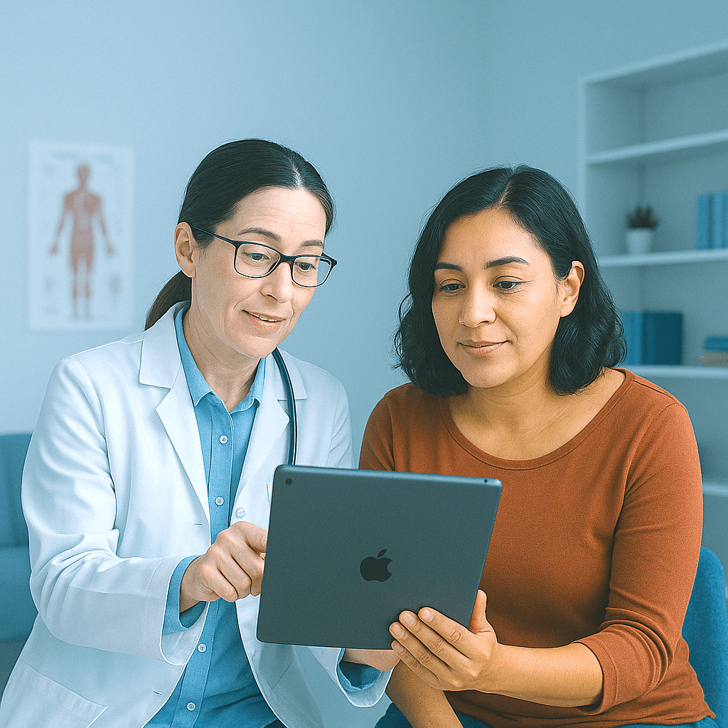 Doctor using Calliope AI for translation