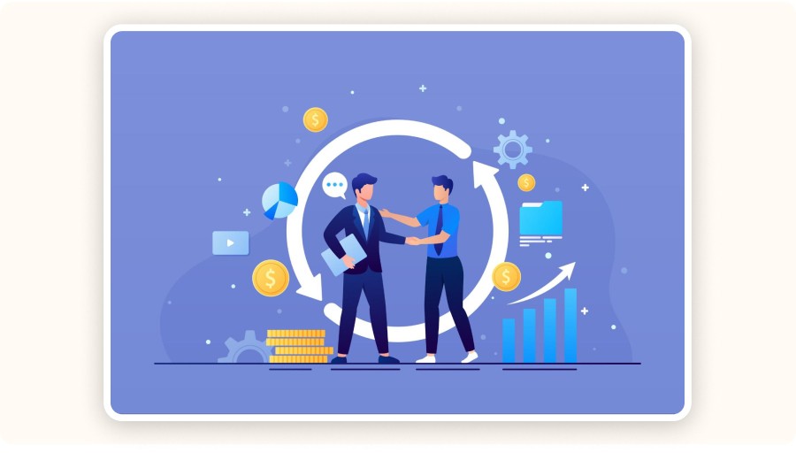Flat design of two person shaking hand