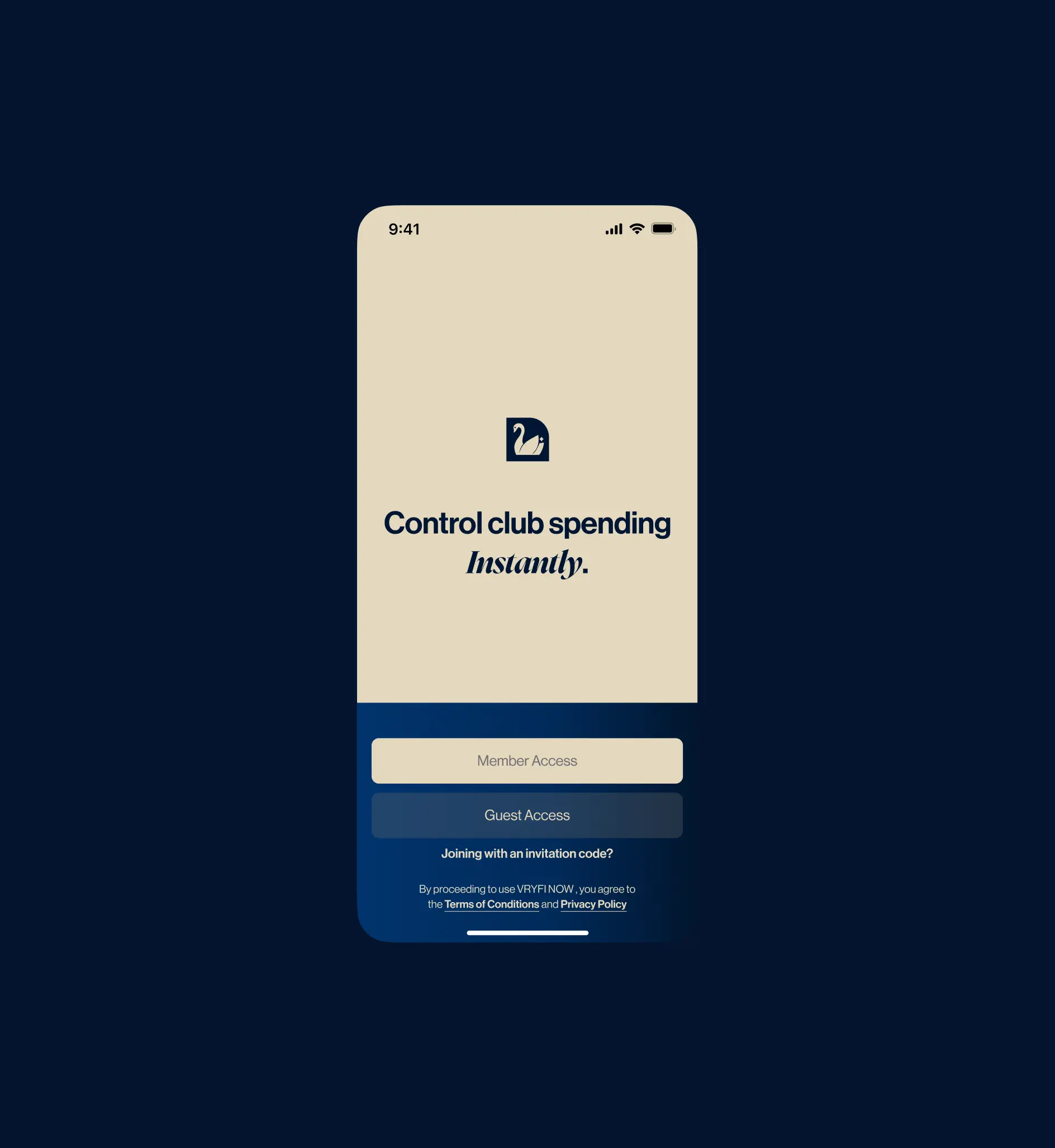 VRYFI NOW consumer app flow showing transaction list, charge verification process, and confirmed verification status