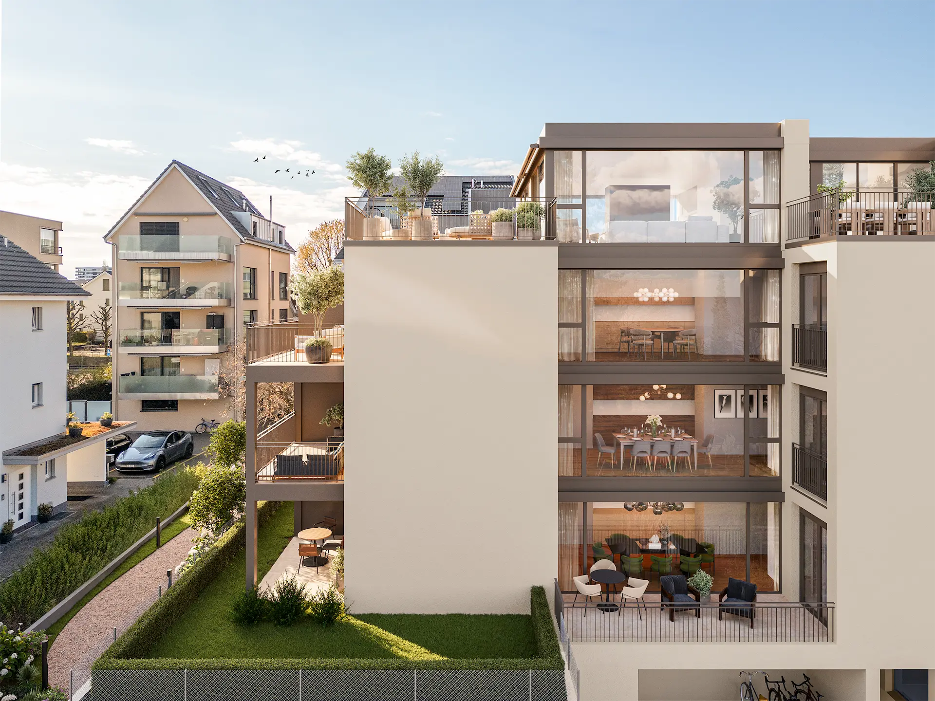 Aussenvisualisierung des Projektes Allschwil in Basel.