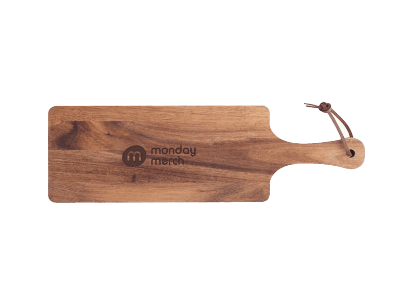 Custom acacia serving board for corporate events and executive gifts