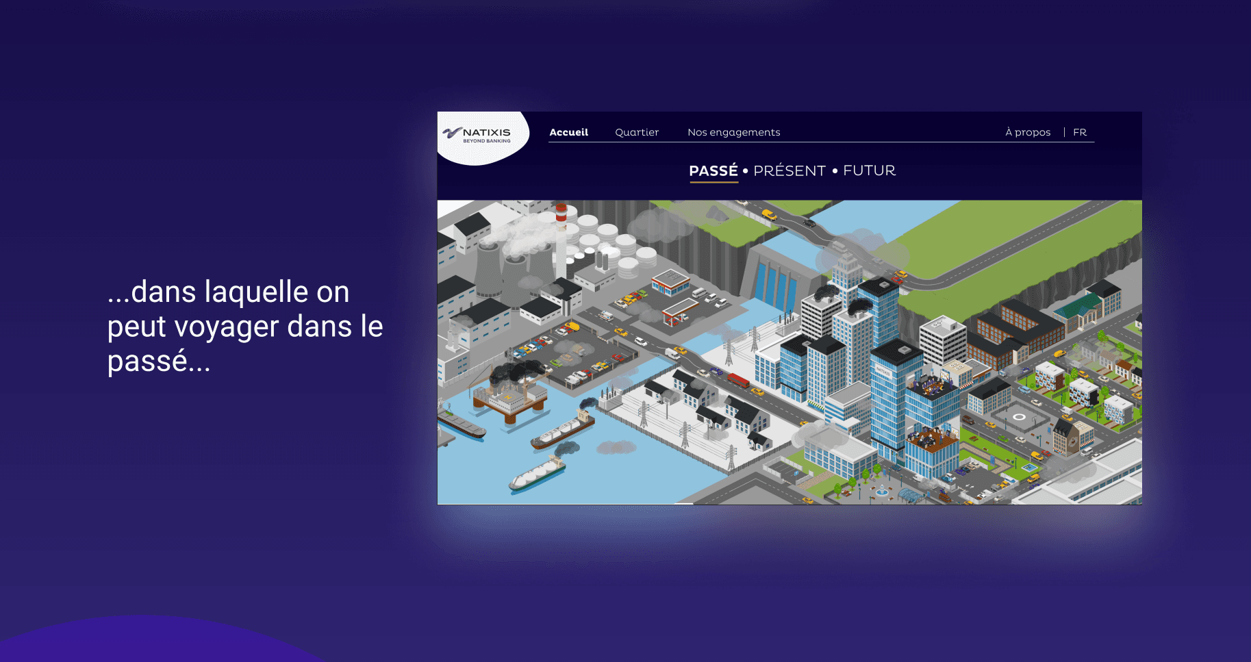 A picture presenting the concept that allows the user to switch the view of the map between past, present and future (past version).