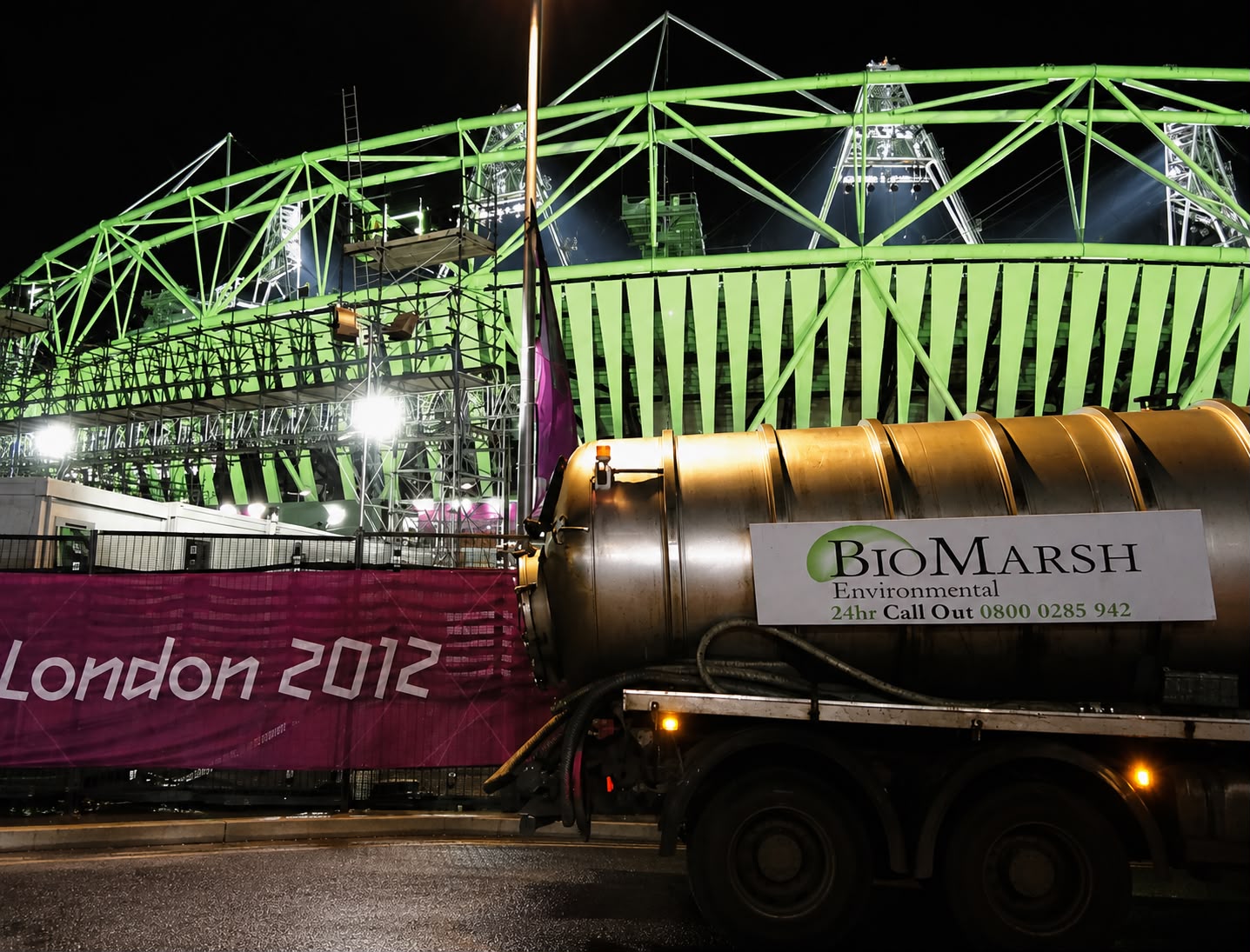 Green BioMarsh Combi Unit and Tanker Parked on a concrete carpark