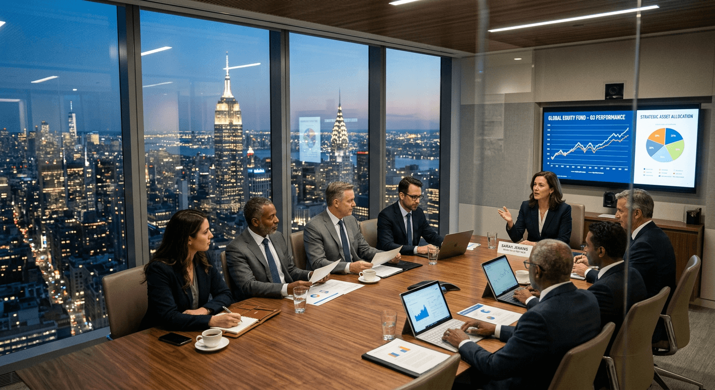 investments meeting at a high rise bulding