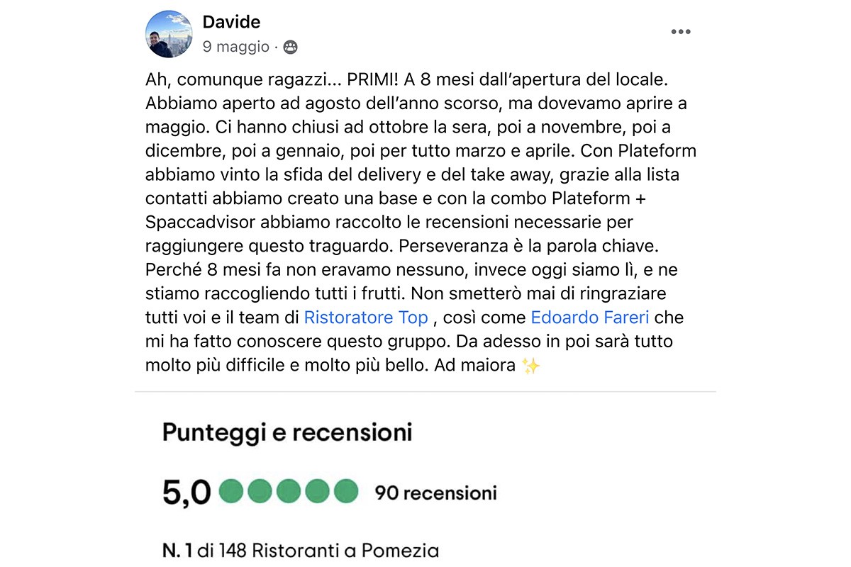 Chiedere recensioni ristorante