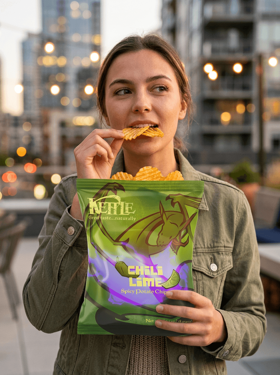 Woman eating my chips, what can I say. It's the green flavor.