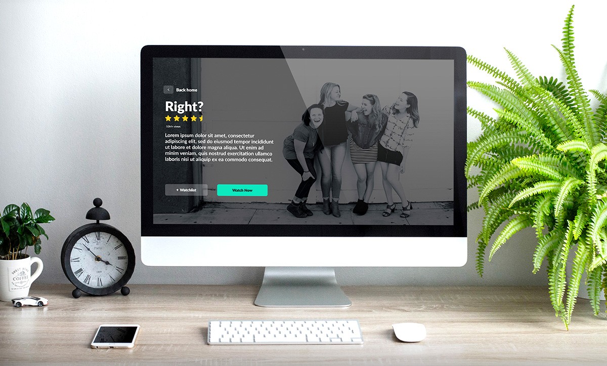 A desktop screen with muvi branded streaming platform showing