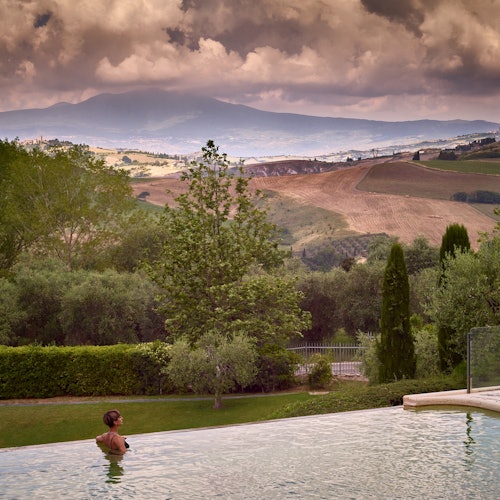 Fonteverde SPA 和 Val d'Orcia 的景色