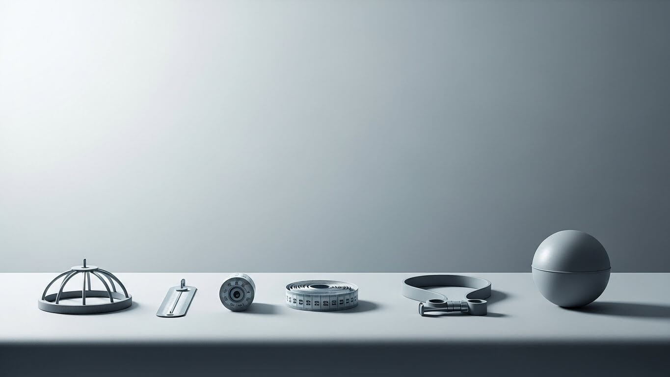 Rehabilitation tools arranged on a table, including a tape measure and therapy accessories.