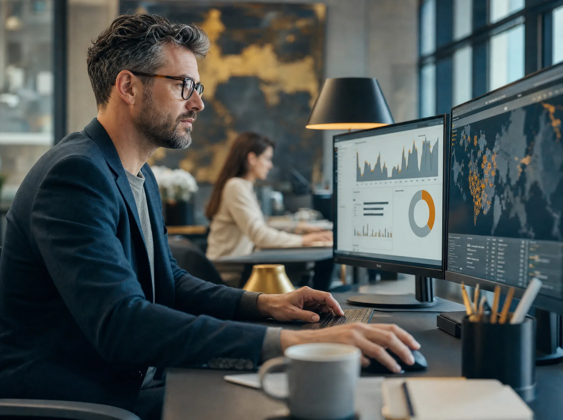 SEO-Manager analysiert Suchdaten (KI-generiert)