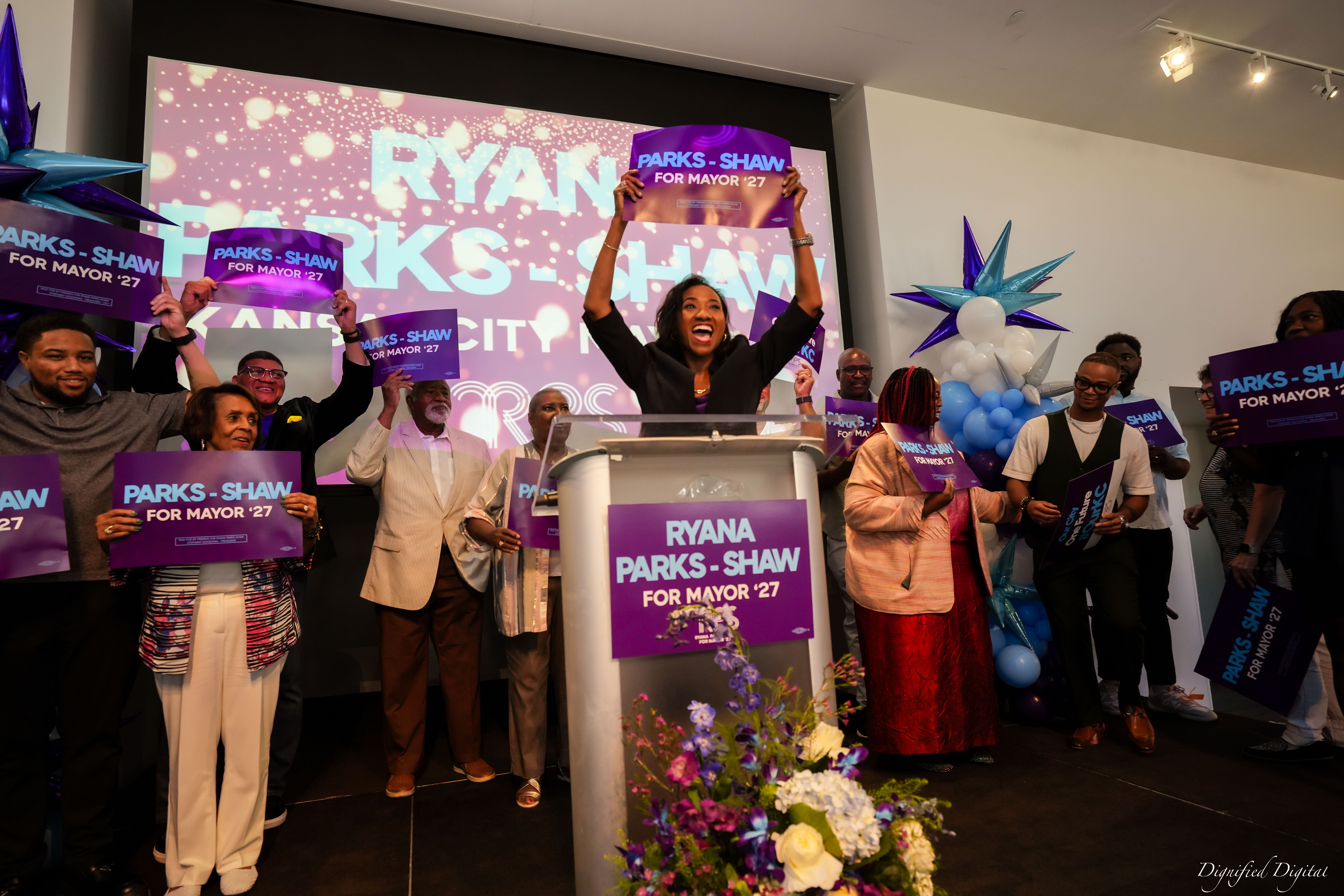 Drone shot of a running track at night