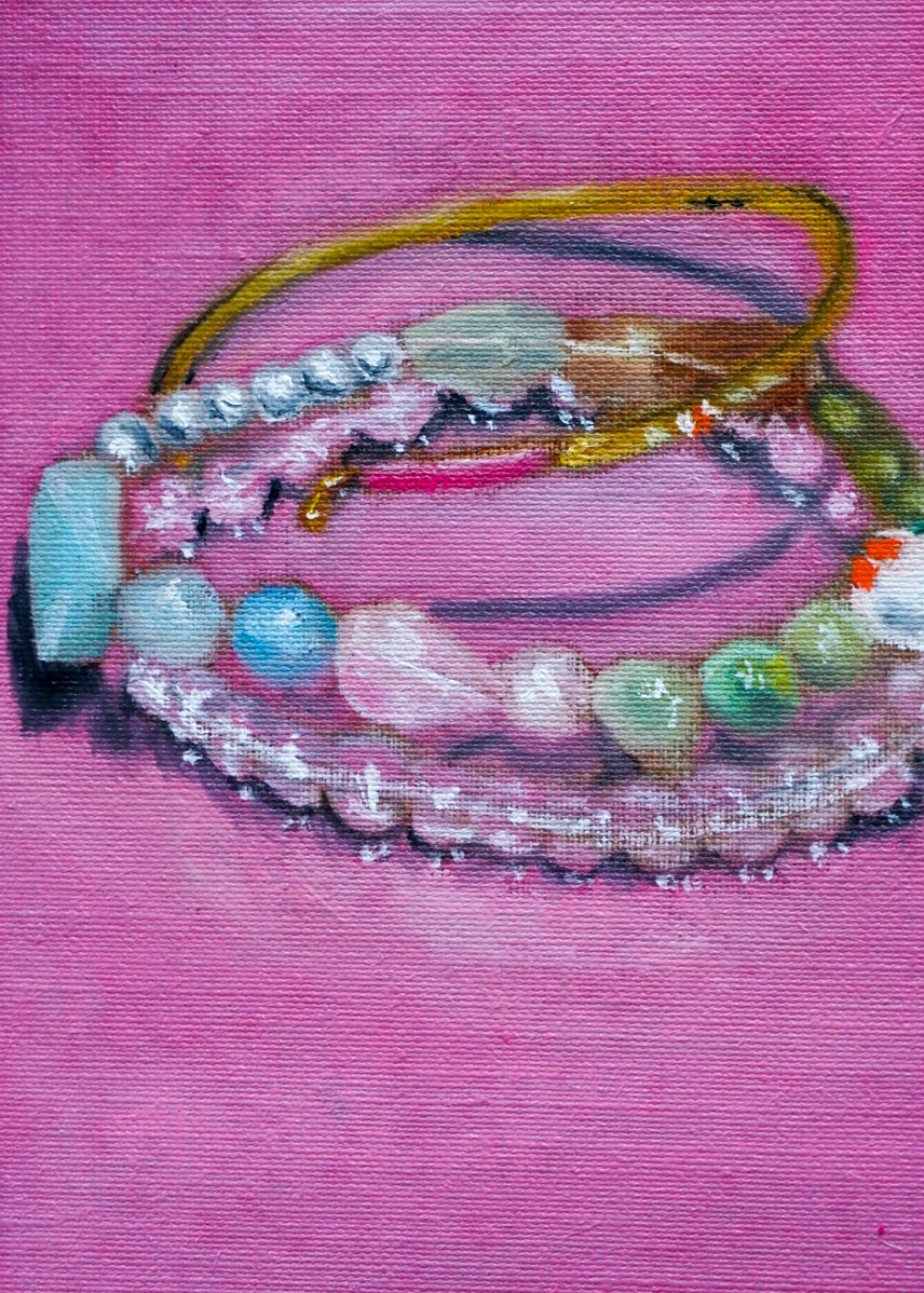 Belongings 12 — oil and thread painting by Paulina Ree, from Pertenencias // Belongings